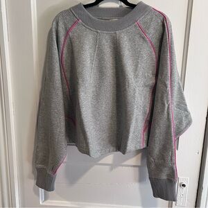 NWT Maeve Heather Gray Sweatshirt with Pink Trim
